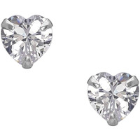 Abhooshan 925 Sterling Silver Pair of Heart shape Single White Cubic Zircon(CZ) Stone Solitaire Piercing Stud Earrings For Women,Girls & Boys. Helix Cartilage Tragus Ear Lobe Multi Piercing (5)