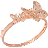 ZENEME Bracelet Rose Gold Plated American Diamond Studded Charming Butterfly Bracelet Jewellery for Women & Girls