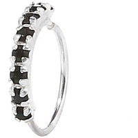 abhooshan 92.5 Sterling Silver Designer Cubic Zirconia CZ Stone Nose Ring for Women and Girls for Pierced Nose. (Silver Nose Rings With Black Cubic Zirconia Stone)