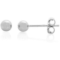 Abhooshan 925 Sterling Silver & Gold Plated Piercing Ball Stud Earrings For Helix Cartilage Tragus Ear Lobe Multi Piercing | With Certificate of Authenticity (Sterling Silver, 5mm)