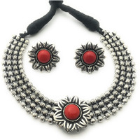 Sasitrends Oxidized German Silver Choker Necklace Set for Women