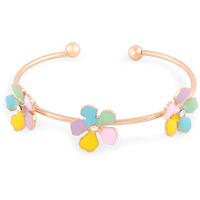 ZAVERI PEARLS Multicolor Enamel Flowers Contemporary Cuff Bracelet For Women-ZPFK14787