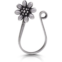 abhooshan 92.5 Sterling Silver Light Weighted Clip On Faux Nose Pin CZ Stones Nose Pin without Piercing for Girls and Women | With Certificate of Authenticity (Designer Flower)