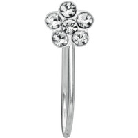 abhooshan 92.5 Sterling Silver Light Weighted Clip On Faux Nose Pin CZ Stones Nose Pin without Piercing for Girls and Women | With Certificate of Authenticity (Designer White Zirconia Flower)