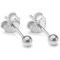Abhooshan 925 Sterling Silver & Gold Plated Piercing Ball Stud Earrings For Helix Cartilage Tragus Ear Lobe Multi Piercing | With Certificate of Authenticity (Sterling Silver, 3mm) For Unisex Adult