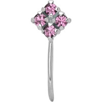 Abhooshan 92.5 Sterling Silver Light Weighted Clip On Nose Pin with Black Cubic Zirconia (CZ) Stones. Non Piercing Nose Pin for Girls and Women Wife Sister Friend (Pink Zirconia)