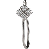 Abhooshan 92.5 Sterling Silver Light Weighted Clip On Nose Pin with Cubic Zirconia (CZ) Stones. Non Piercing Nose Pin for Girls and Women Wife Sister Friend (White Zirconia)