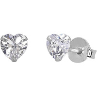 Abhooshan 925 Sterling Silver Pair of Heart shape Single White Cubic Zircon(CZ) Stone Solitaire Piercing Stud Earrings For Women,Girls & Boys. Helix Cartilage Tragus Ear Lobe Multi Piercing (3)