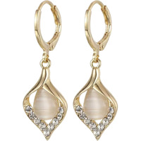 BLACKBOX Beige Color Water Drop Opal korean Earrings for Women & Girls | Stylish & Fashionable Earring for Girlfriend | Accessories Jewellery for Women | Best Gift for Birthday, Anniversary & Wedding