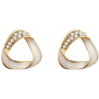 BLACKBOX White color Triangle shape enameled Stud korean Earrings for Women & Girls | Stylish & Fashionable Earring for Girlfriend | Accessories Jewellery for Women | Gift for Birthday & Anniversary