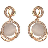 BLACKBOX Golden color Oval Moonstone Dangle korean Earrings for Women & Girls | Stylish & Fashionable Earring for Girlfriend | Accessories Jewellery for Women | Best Gift for Birthday & Anniversary