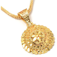 Jewar Mandi Round Gol/Heart Style Meena Work Gold Plated Locket/Pendant with Chain Daily use for Men, Women & Girls, Boys (Round Locket)