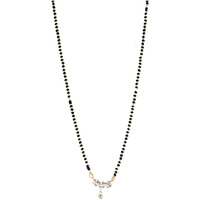 DEVKRITI Traditional Gold Plated Pearl Mangalsutra with Black Bead Chain for Women (Black_moti_2)