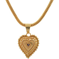 Jewar Mandi Round Gol/Heart Style Meena Work Gold Plated Locket/Pendant with Chain Daily use for Men, Women & Girls, Boys (Heart Style-1)
