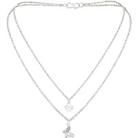 Mahi Multilayer Floral and Butterfly Charms Multi Strand Chain Pendants Layered Necklace for Women (PS1101767R)