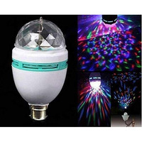 FIZLOZ Led Decorative Disco Lamp 360 Degree Led Crystal Rotating Bulb Magic Led Light, Rotating Bulb Light Lamp For Party, Home, Diwali, Festival Decoration Set Of 1 Bulb (3 Watts), b22