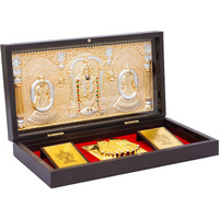 NAITIK CREATION Tirupati Balaji Gold Plated Photo Frame with Charan Paduka Pocket Temple for Diwali Gift House Warming Gifts Return Gift Puja Box