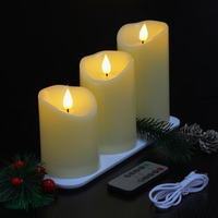 LTETTES Plastic Set Of 3(3Xh456)Flameless Ivory Waterdrop Wick Candles,Rechargeable Battery Powered Waterproof Led Candle With Remote Control For Home Decorations,Festivals,Diwali,Gifts&Occasions