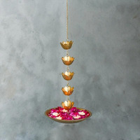 The Purple Tree Aluminium Lotus Hanging Urli Tealight Candle Holder for Diwali Decoration (Pack of 1)