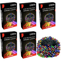 Gesto Multicolor Serial String Led Light with 8 Modes Changing Controller - Waterproof Serial Lights for Decoration Long | for Home,Diwali Decoration, Christmas,Patio Garden(45 Meter | Pack of 5)