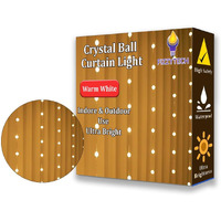 fizzytech Ball Curtain Lights with Ball Pendants 100 LED 3 x2 Meter String Light with 8 Mode for Diwali/Xmas Party/Wedding and Lights of Home Decoration - Warm White