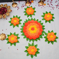 JH Gallery Plastic Handmade Artificial Flowers Rangoli Set Decoration Home Decor - Home And Pooja Room Decorative Floor Mats, Diwali Festive For Home Floor Decor, Multicolor