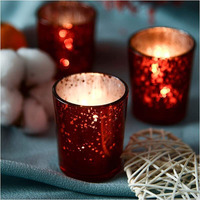 The Purple Tree Red Mercury Votive Tealight Candle Holders for Diwali Christmas (Pack of 6) Diwali Tealights, Corporate Gifts, Home Decor Gift Item, Diwali Decoration, Christmas tealight