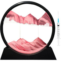 NYRWANA Sand Art, Moving Sand Art,Sand Art Decor Picture Glass Liquid Wall Painting, 3d Deep Sea Sandscape Natural Landscape in Motion Display with Flowing Sand Frame for Home Decor, Diwali Gift Item, (10, Pink)