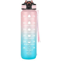 NYRWANA Water Bottle, Water Bottle for Office, Plastic Water Bottle 1 Litre, Motivational Sipper Bottle, BPA-free Leak proof Water Bottle, Diwali Gifts (Blue & pink)