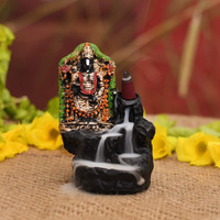 Collectible India Sri Venkateswara Swami Tirupati Balaji Idol Backflow Smoke Fountain with Scented Cone Incenses - Diwali Decoration Items for Home - Diwali Gifts for Family and Friends