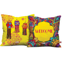 Indigifts Diwali Gift Items Traditional Doodle Print Cushion Cover 12x12 inch Set of 2 with Filler - Diwali Decoration Items| Diwali Gifts for Family and Friends| Deepawali Greetings
