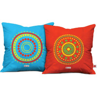 Indigifts Diwali Gift Items Decorative Colorful Mandala Print Cushion Cover 12x12 inch Set of 2 with Filler - Diwali Decoration Items, Diwali Gifts for Family and Friends, Deepawali Greetings