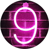 SATYAM KRAFT Marquee Alphabet Shaped Neon Led Light for Home Decoration and Wall Lamp, Pink, 1 Piece, Diwali Decoration Item (Number-9)