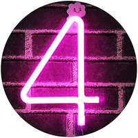 SATYAM KRAFT Marquee Alphabet Shaped Neon Led Light for Home Decoration and Wall Lamp, Pink, 1 Piece, Diwali Decoration Item (Number-4)