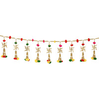 Smizzy Bandarwal Torans Toranam for entrance door toran for main door latest home decoration items Mandir with Multicolor Pompom Wall Hanging For Diwali | Seemantham decoration items | pooja room decoration items |1pc Multicolor