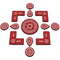 Indigifts Warli Art Mandala Print DIY Rangoli for Floor Decoration - Diwali Rangoli Decoration | 13 Piece Wooden Rangoli | 1 Big Circle| 4 Small Circle| 4 L Shape Pieces and 4 Leaf Shapes