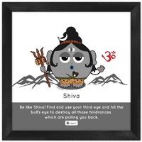 Indigifts Diwali Gift Wall Decor - Be Like Shiva Printed Grey Poster Frame 6X6 Inches - Diwali Decorations Items| Religious Gift Items| Housewarming Gift| Shiva Posters With Frame