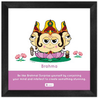 Indigifts Diwali Gifts for Family/Office Colleagues/Friends - Be Like Brahma Printed Poster Frame 6x6 Inches - India Souvenir Gifts| Religious Diwali Gift Items| Farewell Gift| Lord Brahma Poster