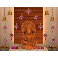 Jh Gallery Lotus Hangings For Decoration Floral Wall Hangings For Temple Decor, Mandir Decor Diwali Decor | Lotus Hangings For Decoration Pooja Decoration Items (Pack Of 12) - Wood