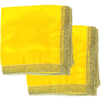 Bhakti Lehar (1 Meter) Satin Cloth for Puja | Diwali Pooja Sartin Altar Cloth Mat for Puja Table, God Chowki Aasan, Temple, Mandir and Multipurpose Use (Yellow)