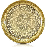 BENGALEN Brass Pooja Plate Puja Thali 9 Inch Arti Thali Set Traditional Designed Handcrafted Thal for Puja Ghar Home Office Mandir Diwali Weeding Return Gift Items