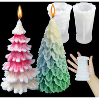 Candle Molds for Candle Making, 2PCS Christmas Tree 3D Silicone Candle Resin Mold, Mould for DIY Aromatherapy Wax Candle Soap Concrete Clay Craft Cake Home Party Decor