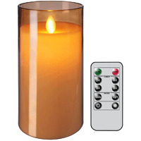 LTETTES Flameless LED Glass Cup Candle 6 Paraffin Wax AA Battery Powered Faux Wick Remote Controller with Timer Function for Home Decor Festival Wedding