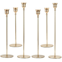 Creatyi 6 PCS Candle Holders Candlestick Holders Decorative Candlestick Holder Taper Candle Holder for Wedding, Dinning, Party,Home Decor,Birthday (Long Set,Gold)