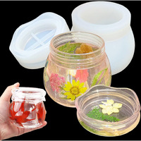 Silicone Jar Mold with Lid, Pudding Jar Resin Mold, Jewelry Box Candle Holder Mould, Round Bottle Cup Epoxy Casting Resin Mold for Storage Display Home Decor