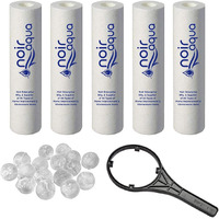 Noir Aqua 5pcs PP Spun Filter + 1 Spanner with 5pcs Antiscalant Balls for All Types of RO Water purifiers - RO Spun Filter Cartridge Sponge Replacement Water Filter Candle