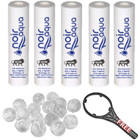 Noir Aqua - 5pcs PP Spun Filter + 1 Spanner + 25pcs Antiscalant Balls | for All Types of RO Water purifiers (10 Inch, 5 Micron) - RO Spun Filter Cartridge Sponge Replacement Water Filter Candle