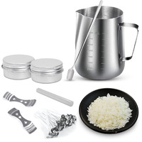 AuraDecor Candle Making Kit Includes 1 Wax Pouring Kettle (800ml),1/2 Kg Soy Wax, 20 Wick (3 inch),1 Glue Stick, 1 Stirring Spoon & 2 Containers & 2 Wick Holders)
