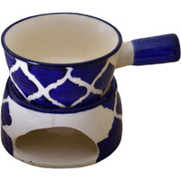 KunhaR Ceramic Fondue Set (1 Piece of Fondue Set, 2 Tea Light Candle), Blue Chidi