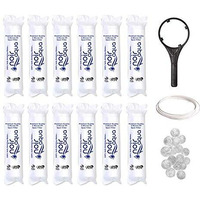Noir Aqua - 12pcs PP Spun Filter + 1 Spanner + 4 Antiscalant Balls + 2mtr Water Pipe | for All Types of RO Water purifiers - RO Spun Filter Cartridge Sponge Replacement Water Filter Candle